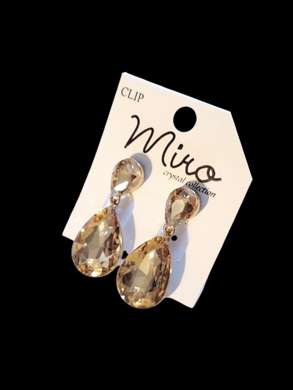 Clip-On Crystal Dangle Earrings - Picture 3 of 3